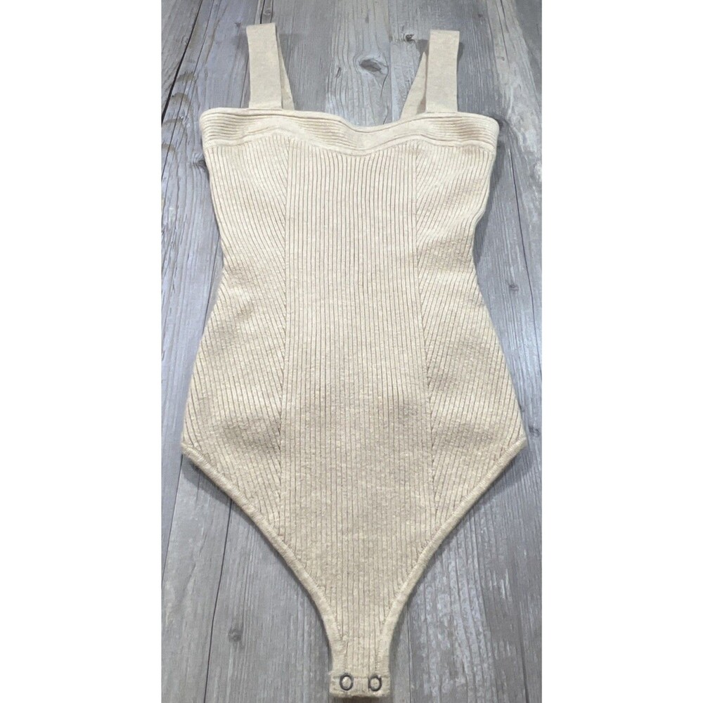 Abercrombie & Fitch Knit Body Suit Khaki Brown Thong S Small VINTAGE Y2K